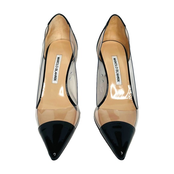 Manolo Blahnik Shoes - Manolo Blahnik Pacha Pumps Patent Leather Pointed Cap Toe Black Size EU 37.5